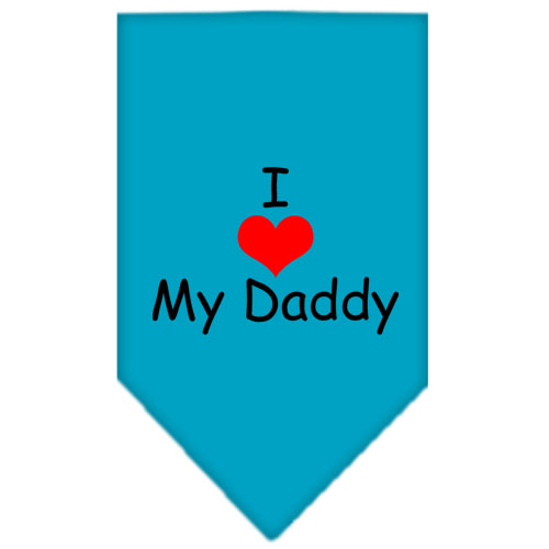 I Heart My Daddy Screen Print Bandana Turquoise Large